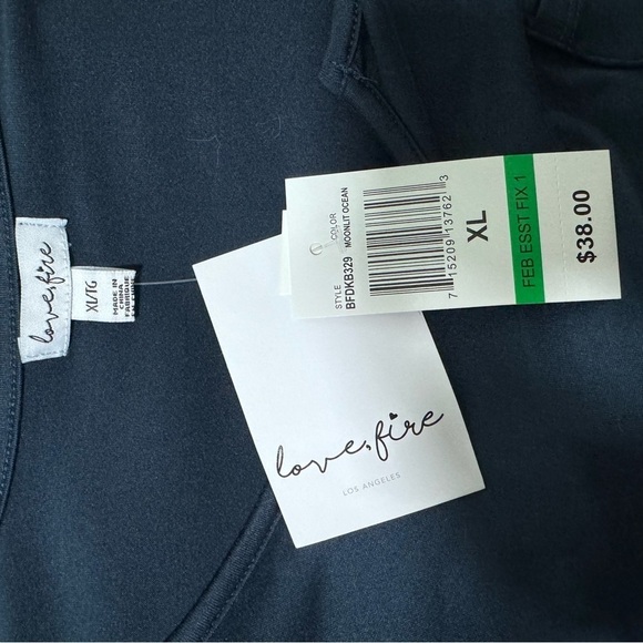 Love, Fire Navy Blue Swing Shift Shirt Dress Buttery Soft XL NEW - Picture 5 of 5